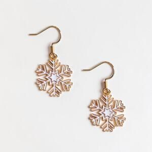 Gold Snowflake Dangle Earrings